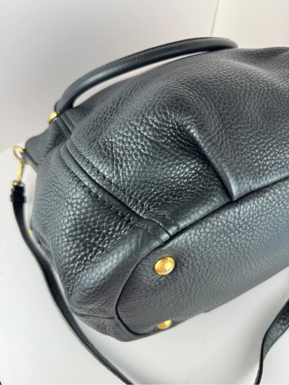 Prada Black Pebbled Leather Tote Bag - Picture 11 of 16